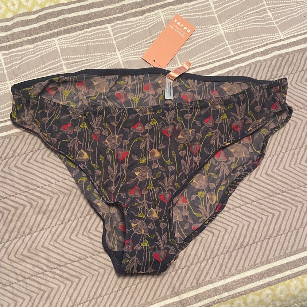 NWT ThirdLove Black Floral Sheer Panties